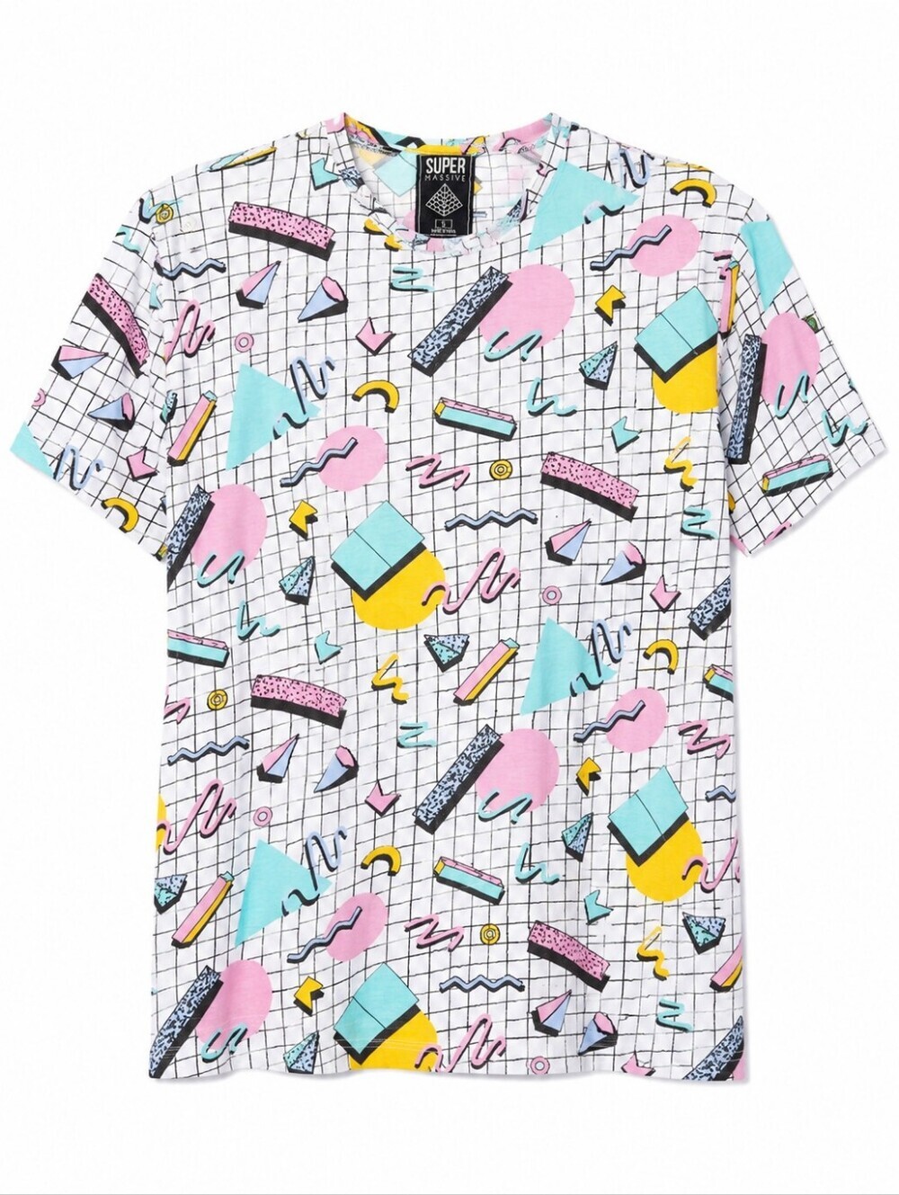 Super Massive Retro Memphis Geometric Graphic T-Shirt Unisex Size Small